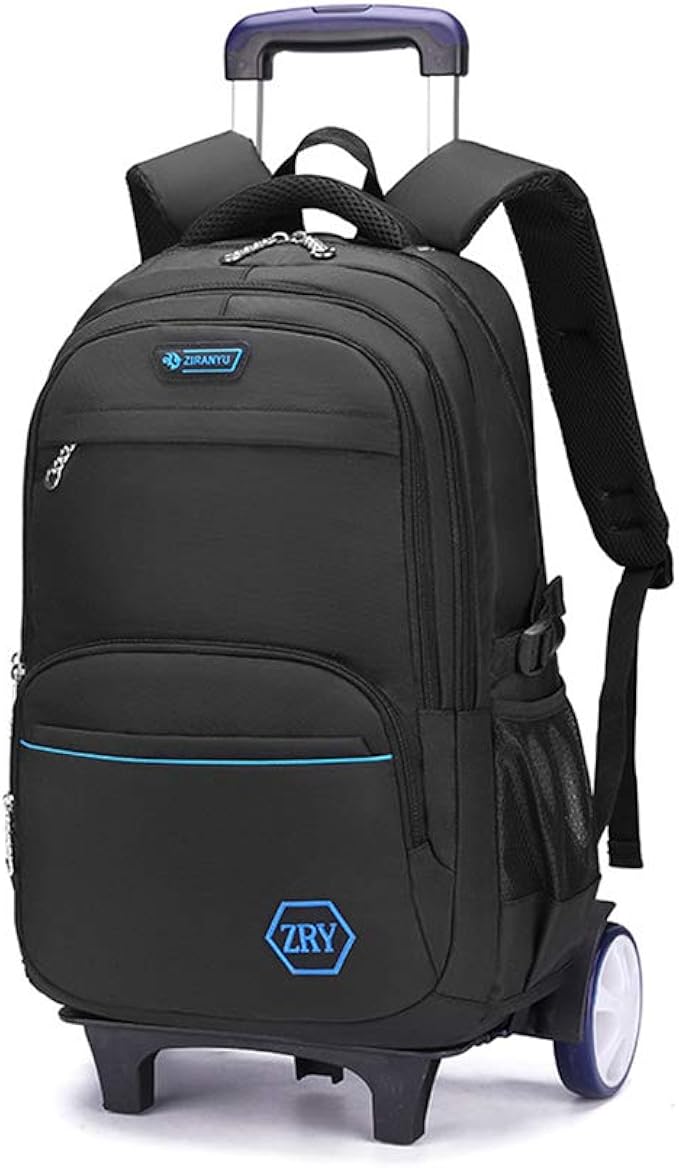 Waterproof 2Wheeled Backpack for Boys Black rolling backpacks school
