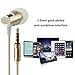 KingYou Earbuds Wired Metal in-Ear Headphones, Noise-Isolating Heavy Bass Earphones with Microphones Compatible with iPhone, iPad, iPod, Samsung Android Smartphone MP3 MP4 Players (Gold)