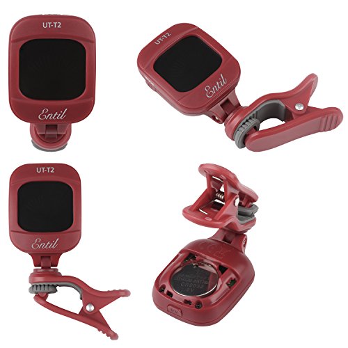 Guitar Tuner Full Color Display Electronic Digital & Chromatic Clip On Tuner for Guitar, Bass and Violin Lovers (Guitar tunner-Red)