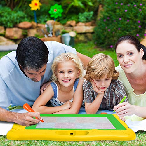 Gamenote Large Magnetic Drawing Board Education Doodle Toys for Kids, Colorful Erasable Magnet Writing Sketching Pad for Toddlers Learning (Yellow)