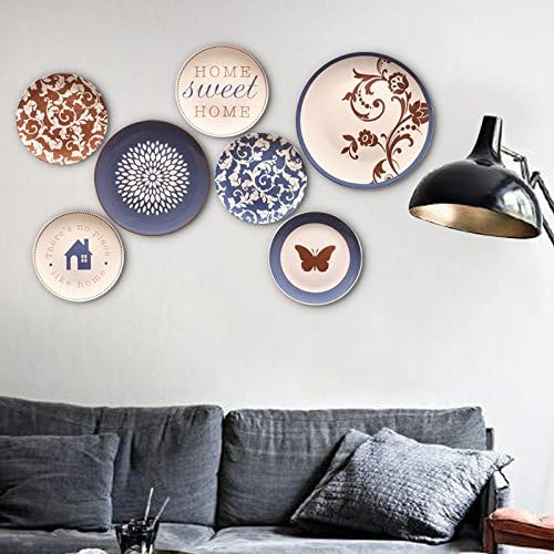 Ceramic plate hand-made wall hanging fine cartoon color decorative plate 7 combination set