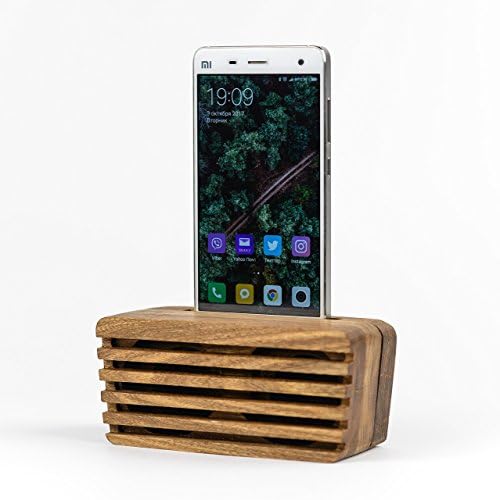 Wooden Phone Speaker Passive iPhone Docking Station Wood Phone Stand Acoustic Cell Phone Dock Stand