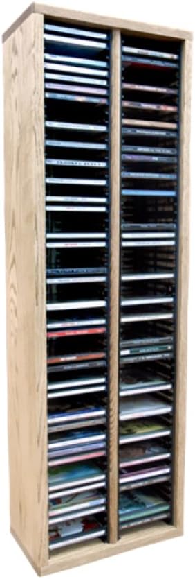 Cdracks Media Furniture Solid Oak Tower for CD Capacity 120 CD's Honey Finish (Individual Locking Slots)