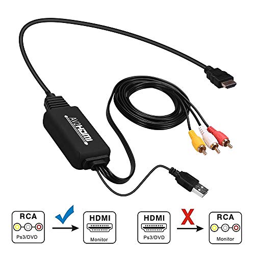 HDMI to 3-RCA / HDMI AV HD Cable for Computer, TV, STB - Black (150cm)
