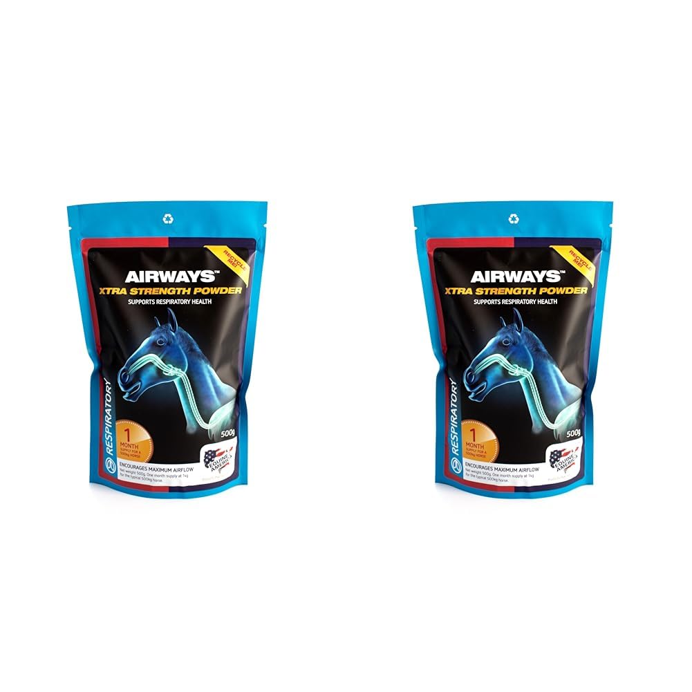 Equine America Airways Xtra Strength Premium Ready To Use Horse & Pony Supplement For Respiratory Support 500g (Pack of 2)