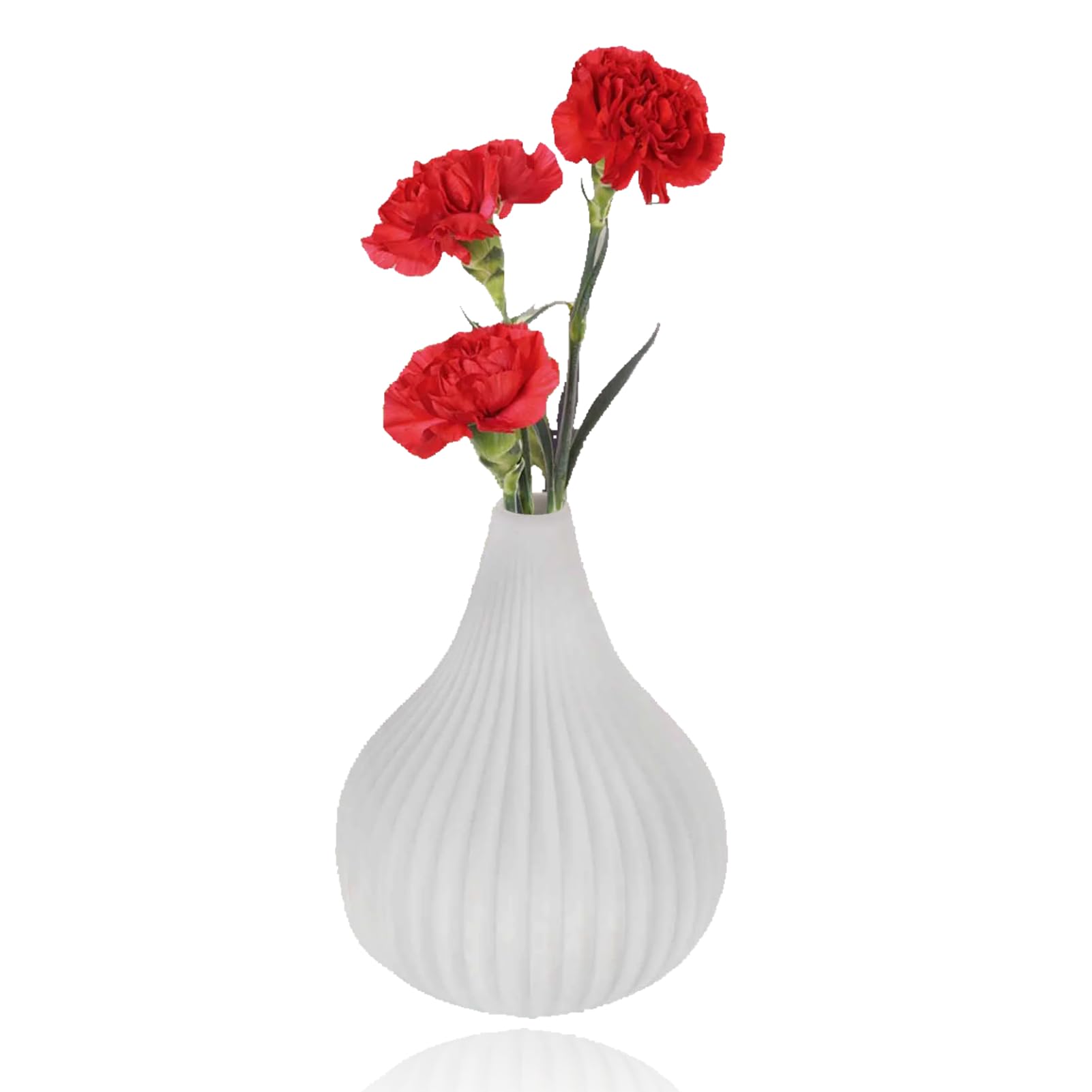 White Ceramic,Home Decoration Ceramic Vase Ribbed Vase Modern Decorative Flowers for Wedding Dinner Table Office Bedroom 4.3x3.9x 0.5in for Family, Christmas, Wedding, Bridal Shower