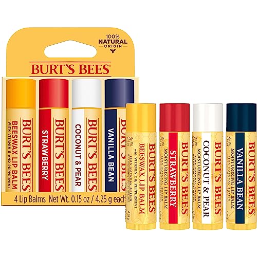 BURT’S BEES 100% NATURAL MOISTURIZING LIP BALM, MULTIPACK, 4 COUNT