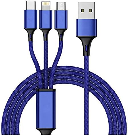 QYLJX Multi Charging Cable, 4ft 3 in 1 Multiple Charging Cable Cord Nylon Braided with Micro USB Type C Multi Charger Connector for iPhone X 8 7, Android Samsung, 3A