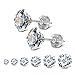 JADENOVA 925 Sterling Silver Cubic Zirconia Stud Earrings for Women (6 Pairs)