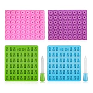Tyelany Zoete Vormpjes Siliconen, 4 Stuks Gelei Zoete Vormpjes, Snoepvormpje, Gemaakt van Siliconen, met 2 Druppelaars…
