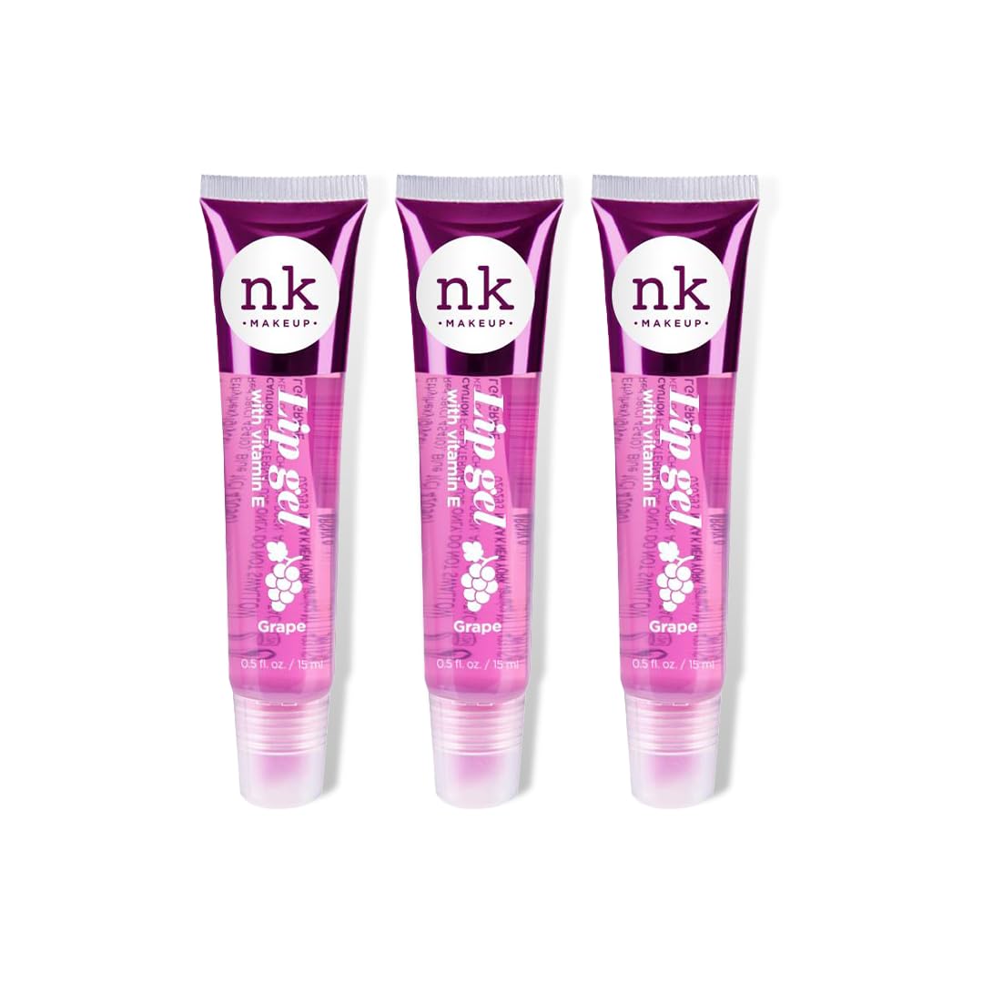 NK lip gloss gel 15ml Vitamin E, Shiny, Nourishes, Lip gel (Grape, Pack Of 3)