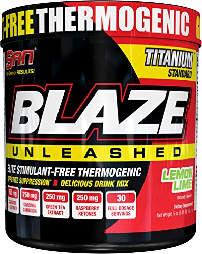 SAN Nutrition Blaze Unleashed Stimulant-Free Thermogenic Fat Burner Supplement, Lemon Lime, 30 Servings SAN Nutrition Blaze Unleashed Stimulant-Free Thermogenic Fat Burner Supplement, Lemon Lime, 30 Servings