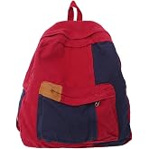 MININAI Vintage Canvas Backpack for Women Men Grunge Hippie Boho Patchwork Backpack College Book Bag Travel Casual Daypack (One Size,Red)