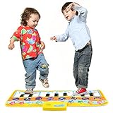 Zooawa Musical Piano Mat, Electronic Keyboard Instrumental Dance Blanket Toy with Play - Record - Playback - Demo Modes for Kids - Colorful