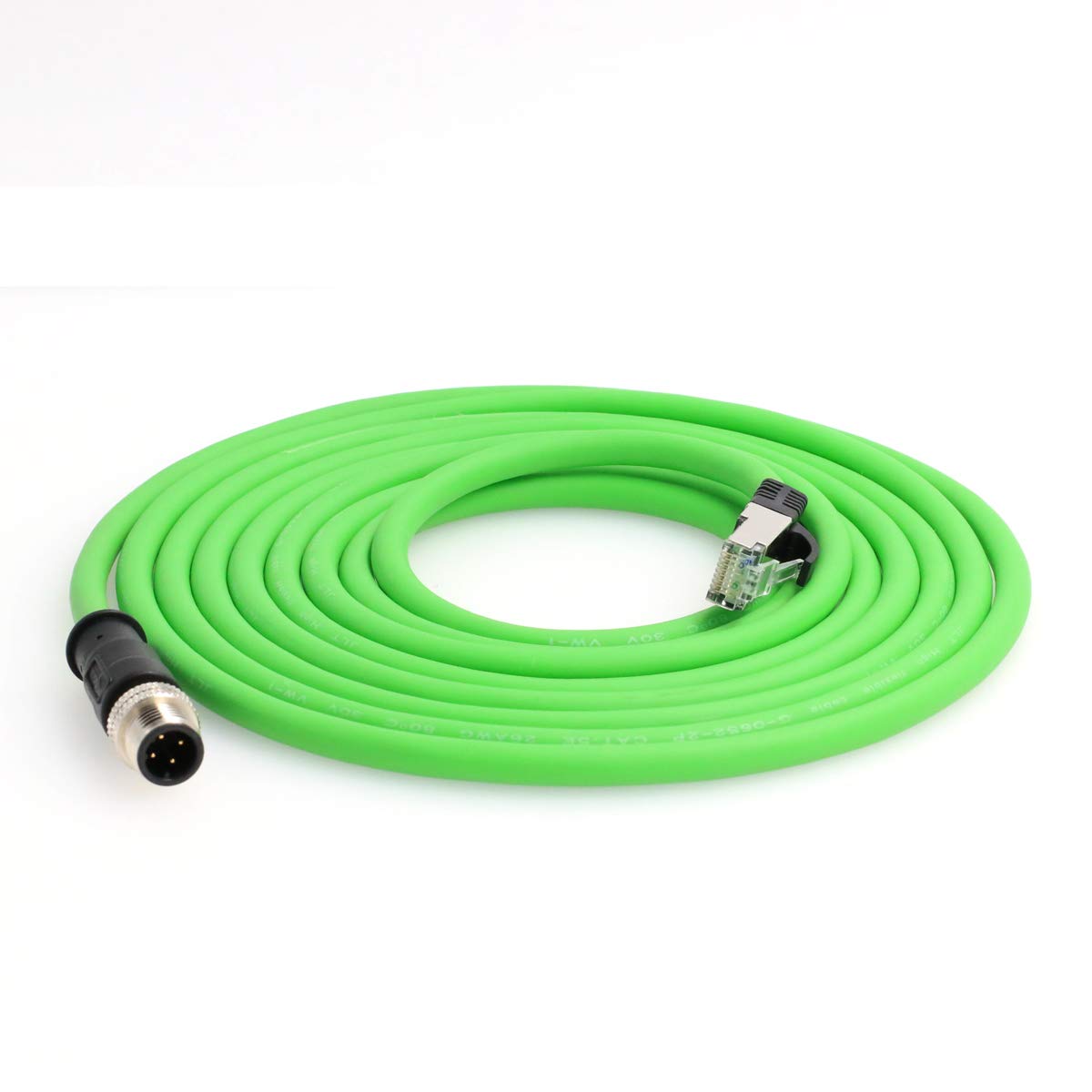 DRRI M12 4pin D-Code Male to RJ45 Waterproof Ethernet Shielded Cable for Industrial Ethernet Applications (5M) — image 1