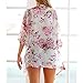 BB&KK Women Elegant Lace Stitching Loose Bikini Cover Up Chiffon Floral Kimono Blouse