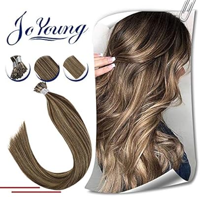 Joyoung Remy Dark Brown With Caramel Blonde I Tip Hair Extensions Human Hair Highlight 4 27 Piano Color Cold Fusion Stick Tip Human Hair Extensions