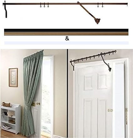 Door Curtain Pole Bronze Rising Portiere Rod 42 106cm Long By