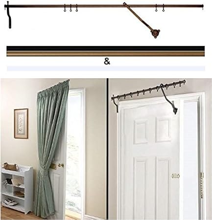 Door Curtain Pole Bronze Rising Portiere Rod 42 106cm Long By