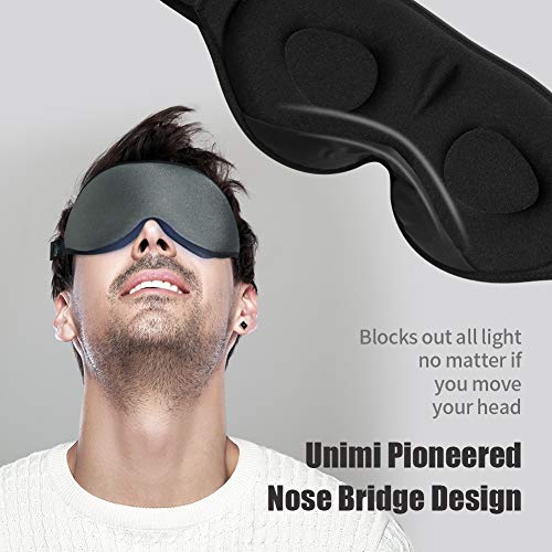 Unimi 2Pack Black/Grey Upgraded Sleep Eye Mask for Women Men,2020 Soft