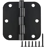 TDCHINGES Rounded Matte Black Door Hinges 3.5 Inch 5/8" Radius Flat 30 Pack | Interior 3 1/2" Bifold Residential Standard Bedroom Indoor for Doors Hardware Control House Home Decor Essentials Accessories