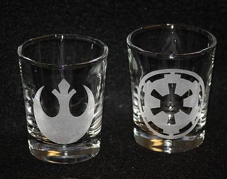 Rebel Empire Set of 2 Star Wars Inspired Logo Shot Glasses Laser Engraved