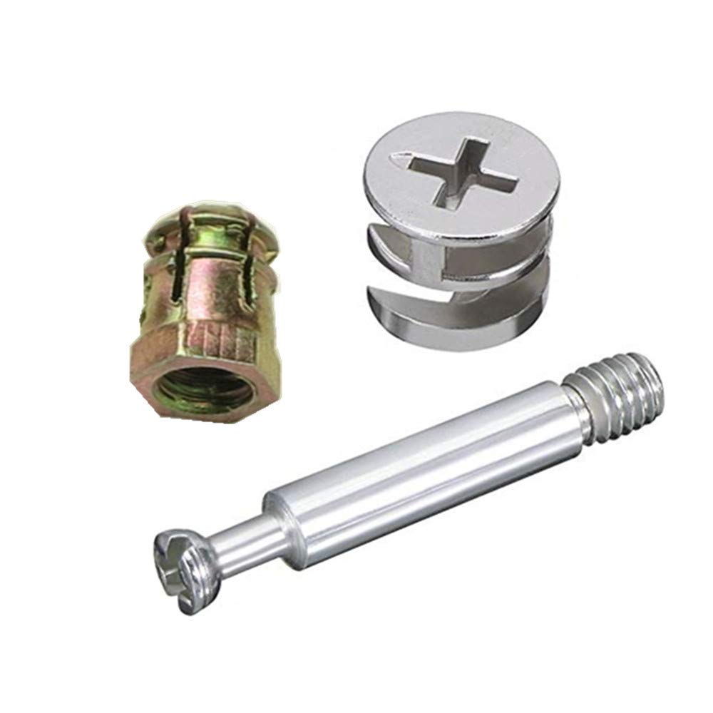 Furniture Cam Fitting with Dowel and Pre-Inserted Nut 10 Pack(Alloy Expansion)