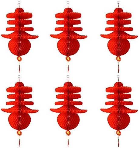 AMAZECO 6 Pack Red Chinese Lantern festival decoration For Wedding, New Year, Chinese Spring Festival