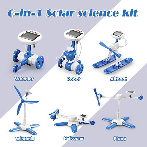 Auney Solar Robot Creation Kit, 6-in-1 Solar Robot Kit for Kids Solar Kit DIY Solar Power, STEM Toys Educational Gift for Kids and Teens, Boys and Girls