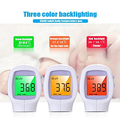 Digital Infrared Thermometer,iBazal IR Laser Thermometer, Electronic Forehead and Ear Temperature Gun for Baby, Adult, Pet, Food, Multi-Function/Non-Contact/Instant Reader(Battery Included)