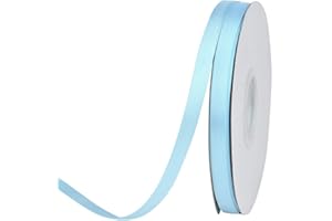 Ribest 3/8 inch Light Blue Double Face Satin Ribbon 50 Yards Per Roll for Gift Wrapping Flowers Bouquet Baby Hair Accessories Wedding Birthday