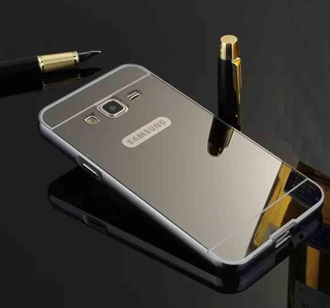 Galaxy G530 Grand Prime G530 Mirror Case, OMORRO Luxury Ultra Thin 2 in 1 Plated Aluminum Metal Frame Bumper + PC Hard Back Anti-Scratch Protective Cover Case Black