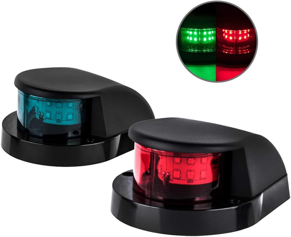Sebnux LED Boat Navigation Light Boat Port and Starboard Navigation Light for Pontoon and Fishing Boat (Black): Automotive