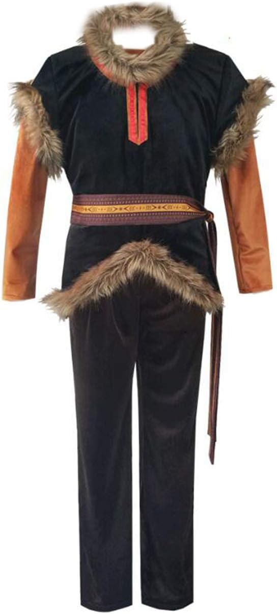 Mordarli Men's Kristoff Costume Halloween Cosplay Outfit Tunic/Shirts/Vest/Pants Full Set