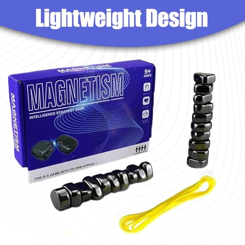 Magnetic Chess Game with 20 Stones and Rope – Portable Educational Magnetic Strategy Set, Party & Travel Game for Ages 9+, Chess Party Supplies for Family Gathering and Travel