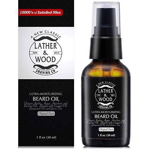 Ultra-Moisturizer Beard Oil For Men - Premium Blend - Spill-proof Pump - Original Scent is a Crisp Forest Ambience of Eucalyptus, Mint, and Lavender - Organic Hazelnut, Jojoba, Argan, Grapeseed Oils