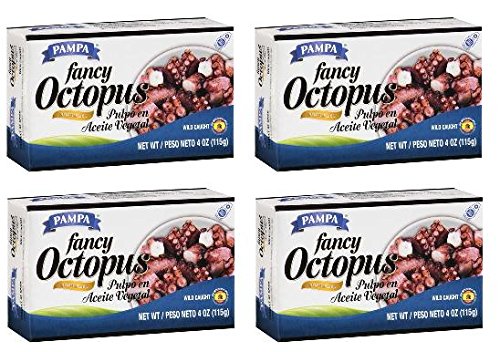 Pampa Wild Caught Fancy Octopus in Vegetable Oil (Pack of 4) 4 oz Cans