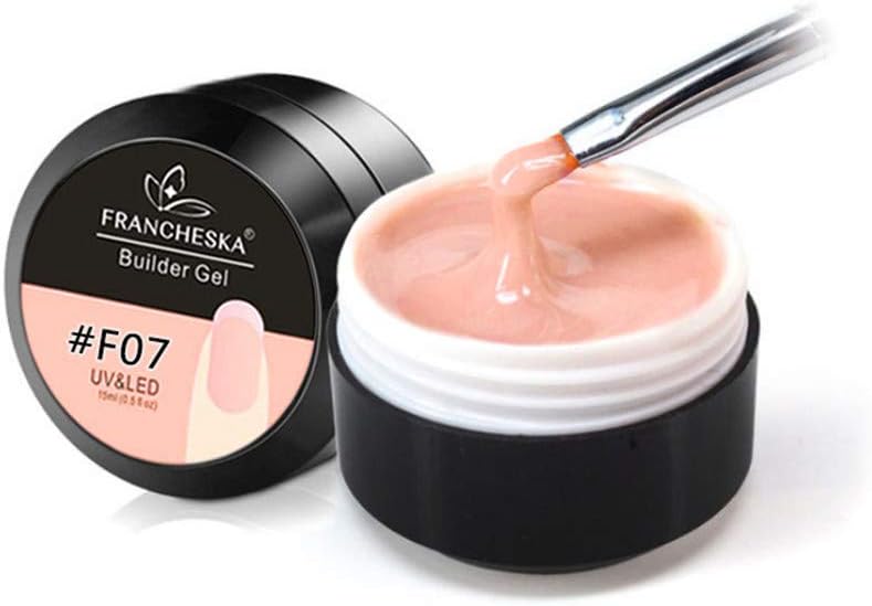Builder Gel,Pink White Clear Women Fashion UV Lamp Use French Manicure Nail Art Extend Glue Nail Extension Builder Gel 3D Crystal Jelly(F07)
