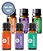 Pure Body Natural Essential Oils Set, 100% Pure Aromatherapy Diffuser Oils, Sample Kit for Beginners, Lavender, Tea Tree, Eucalyptus, Lemongrass, Orange, Peppermint - 10 Milliliter (6 Count)