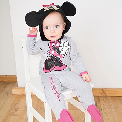 Amscan DCMIN-RJ00 Minnie Mouse Hoodie Romper Costume, 0-3 Mons