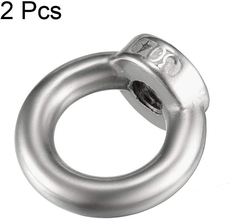 sourcing map Lifting Eye Nut M12 Female Thread 304 Stainless Steel Round Shape for Rope Fitting Pack of 2 - Image 5