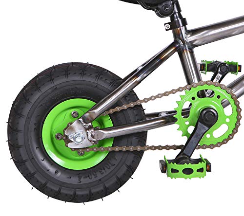 Kobe "Rusty Rat Rod" Mini BMX - Raw + Green - Freestyle, Trick, Stunt Bicycle 10" Wheels