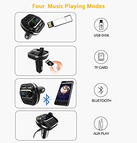 FM Transmitter, Bcway Wireless Radio Adapter Bluetooth Car Kit MP3 Player, 5V/3.1A Dual USB Ports Car Charger, Support TF Card + U Disk, Hands Free Calling for iPhone, Samsung, etc - Thumbnail 3
