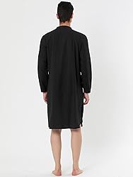 Lars Amadeus Men's Black Nightshirt Sleep Shirt