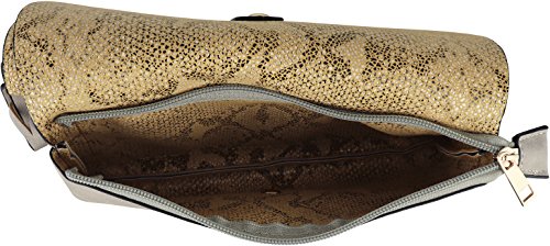 B BRENTANO Vegan Fashion Double-Flap Wristlet Clutch Crossbody Handbag (Gray) - Thumbnail 6