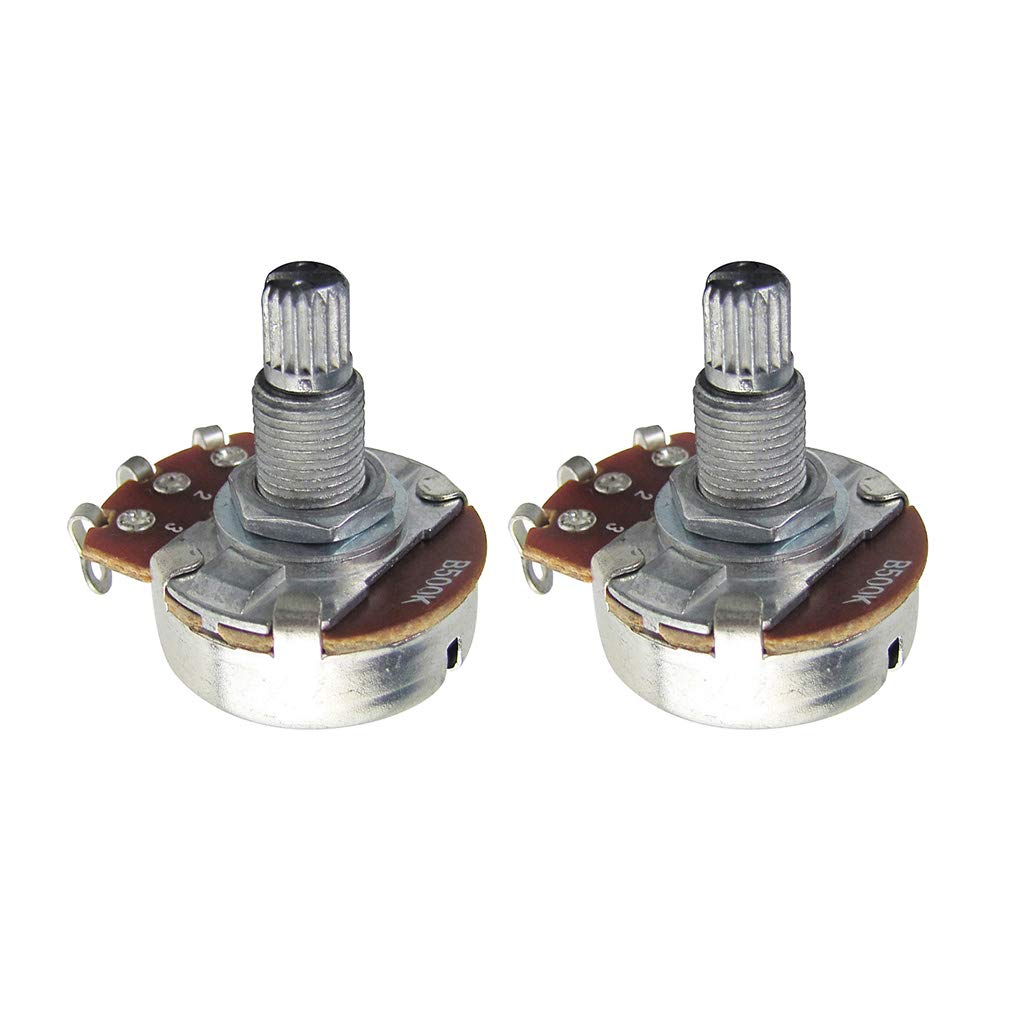 FLEOR 2PCS Full Size B500K Linear Taper Potentiometer Guitar Tone Volume Control Pots Dia24mm L18mm Long Knurled Split Shaft