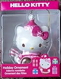 Hello Kitty Holiday Ornament Standing with Pink Party Hat, Dress & Sparkling Bow