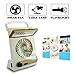 Ansee Solar Fan Camping Fan Cooling Table Fans 3 in 1 Multi-Function with Eye-Care LED Table Lamp Flashlight Torch Solar Panel Adaptor Plug for Home Use Camping (Golden)