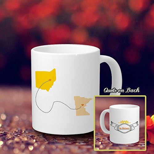 Personalised No Distance Coffee Mug Funny Classic White Caremic Mug Cup 11 OZ Long Distance Friendship Gifts Long Distance Relationship Love Coffee Mug for Women Personalised Gifts for Men