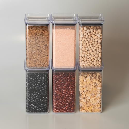 Kit Potes Herméticos Lumini 700ml Paramount | Potes Plásticos Para Armazenamento De Alimentos, Organização De Cozinha, Geladeiras E Armários, Tampa Com Vedação, Empilháveis Em Acrílico 6 e 12 un (6)